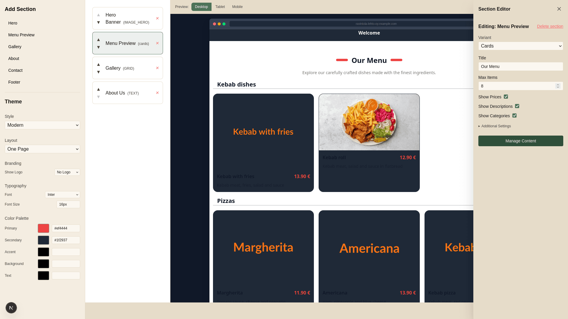 Visual editor